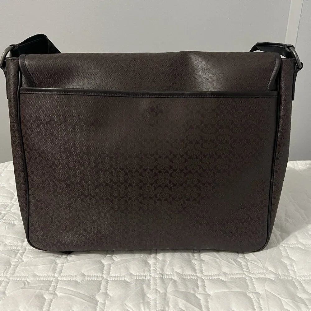 Coach Heritage Signature Black Unisex Messenger Bag F70809 Hangtag PVC Leather